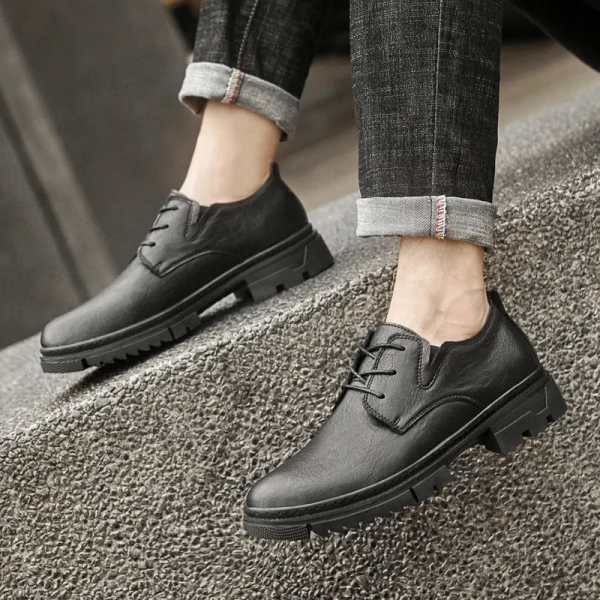 Luxury Brand Leather Oxford Shoes Men Thick Sole Platform Round Toe Classic Man Business Casual Shoes Comfortable Driving Shoes - Image 6