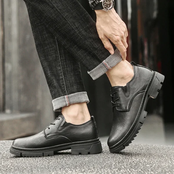 Luxury Brand Leather Oxford Shoes Men Thick Sole Platform Round Toe Classic Man Business Casual Shoes Comfortable Driving Shoes - Image 4