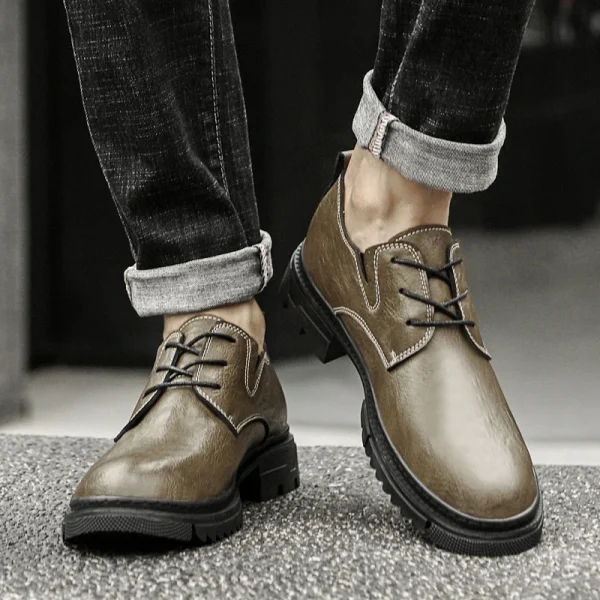 Luxury Brand Leather Oxford Shoes Men Thick Sole Platform Round Toe Classic Man Business Casual Shoes Comfortable Driving Shoes - Image 2