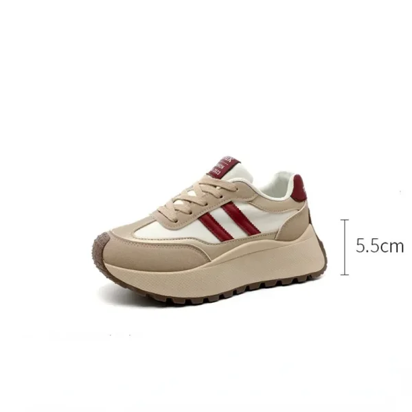 Spring Thick Bottom Women's Shoes 2025 Summer Casual Patchwork Leather Sneakers Casual Vulcanised Shoes Ladies Chaussure Femme - Image 6
