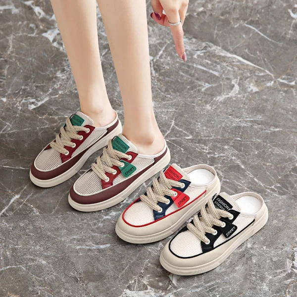 Fashion Trend Women's Shoes Soft Comfortable Breathable Flat Half Slipper Casual Shoes Outdoor Casual Sports Shoes Women Sneaker - Image 6