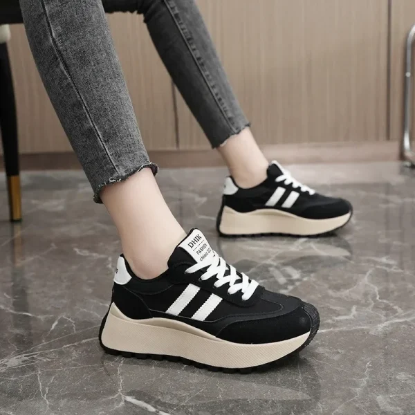Spring Thick Bottom Women's Shoes 2025 Summer Casual Patchwork Leather Sneakers Casual Vulcanised Shoes Ladies Chaussure Femme - Image 5