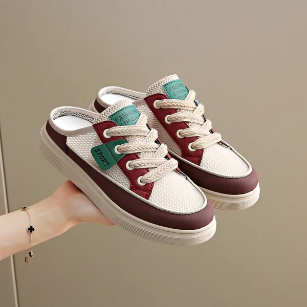 Fashion Trend Women's Shoes Soft Comfortable Breathable Flat Half Slipper Casual Shoes Outdoor Casual Sports Shoes Women Sneaker - Image 2