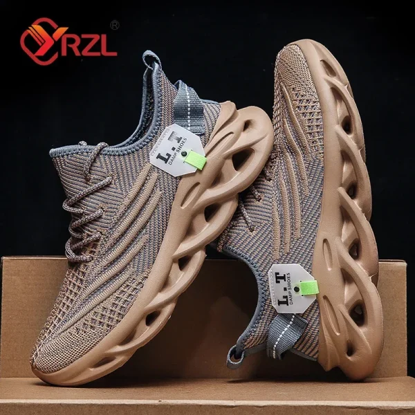 YRZL Men Sports Running Black Jogging Shoes Casual Sneakers Outdoor Breathable Mesh Women Light Shock-absorption Black Tennis - Image 2