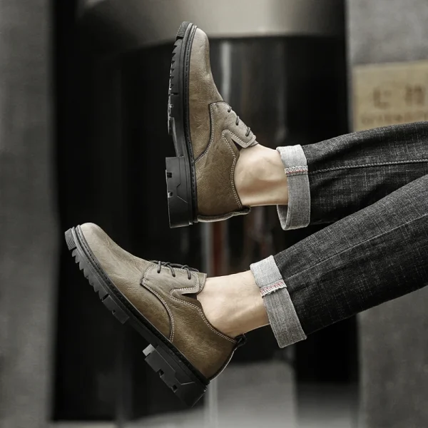 Luxury Brand Leather Oxford Shoes Men Thick Sole Platform Round Toe Classic Man Business Casual Shoes Comfortable Driving Shoes - Image 3